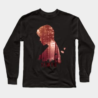 BTS Chim chim mochi Ji min side silhouette (red forest and leaves) - BTS Army kpop Long Sleeve T-Shirt